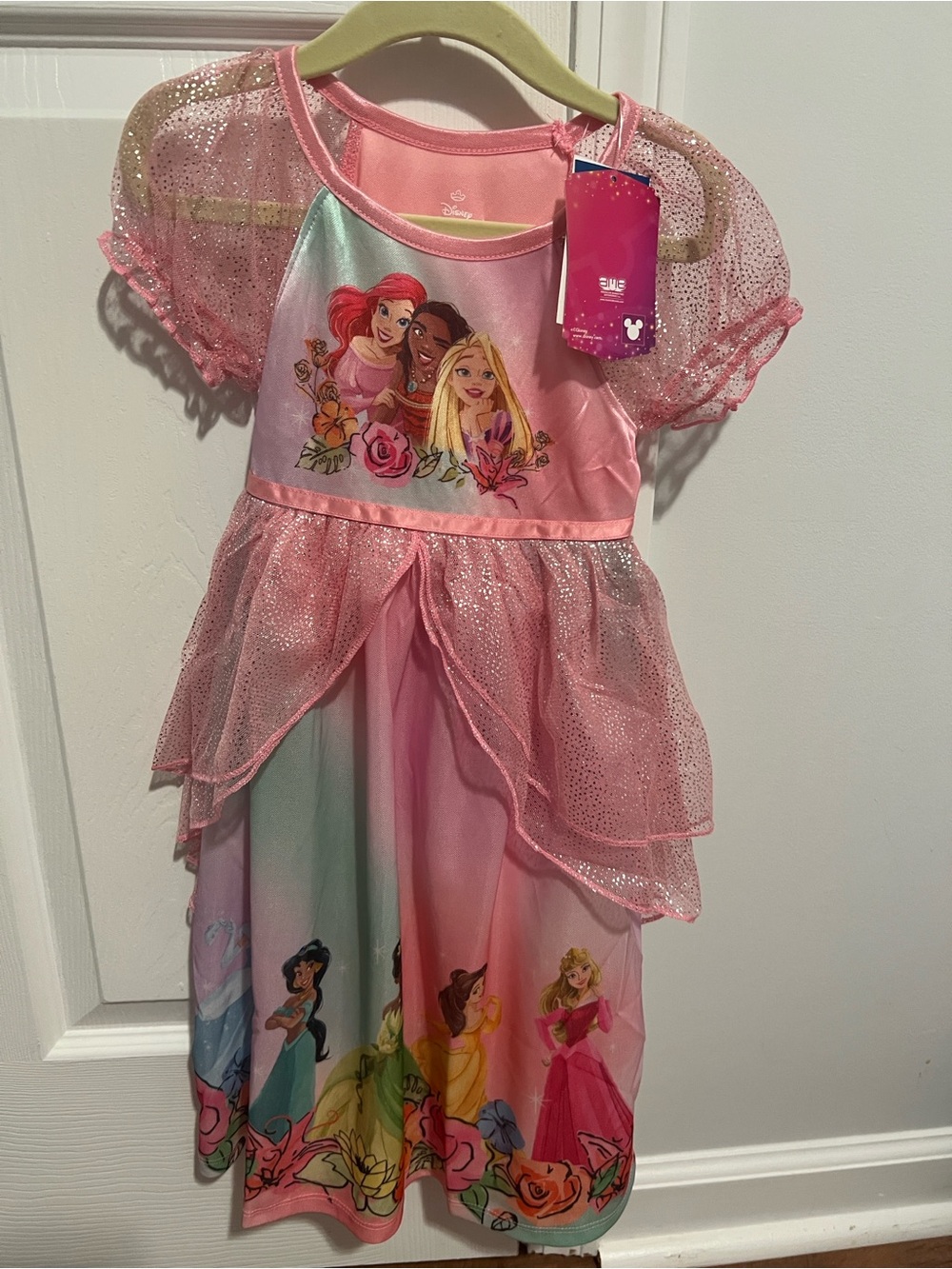 Disney Pink Glitter Princess Peplum Dress